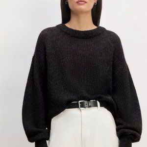 Everlane The Alpaca Crew Size S in Heathered Black